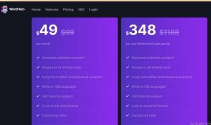 Wordhero Pricing